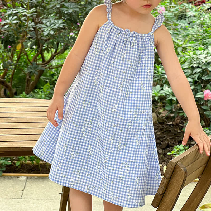 Kid Girl Blue Plaid Slip Dress – MiniOlie