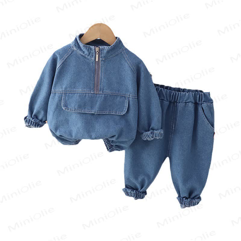 Toddler 2-Piece Zipper Denim Cool Set - Blue - 5-7T - image 14