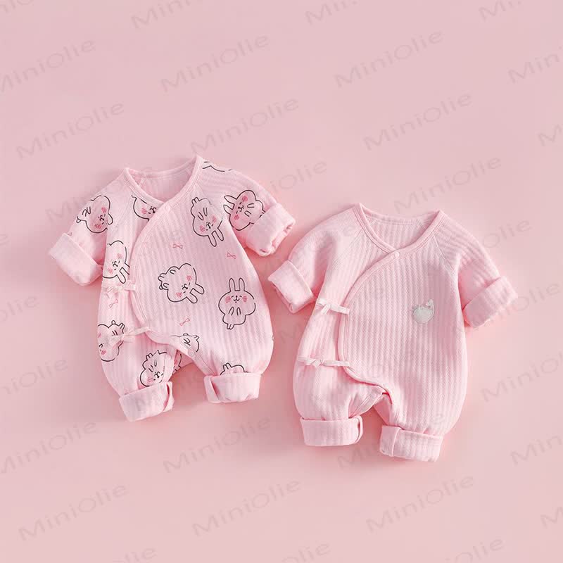 Baby Pink Bunny Whale Kimono Romper - image 1