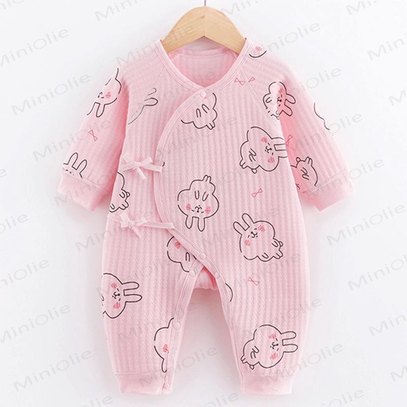 Baby Pink Bunny Whale Kimono Romper - Bunny - 3-6M - image 3