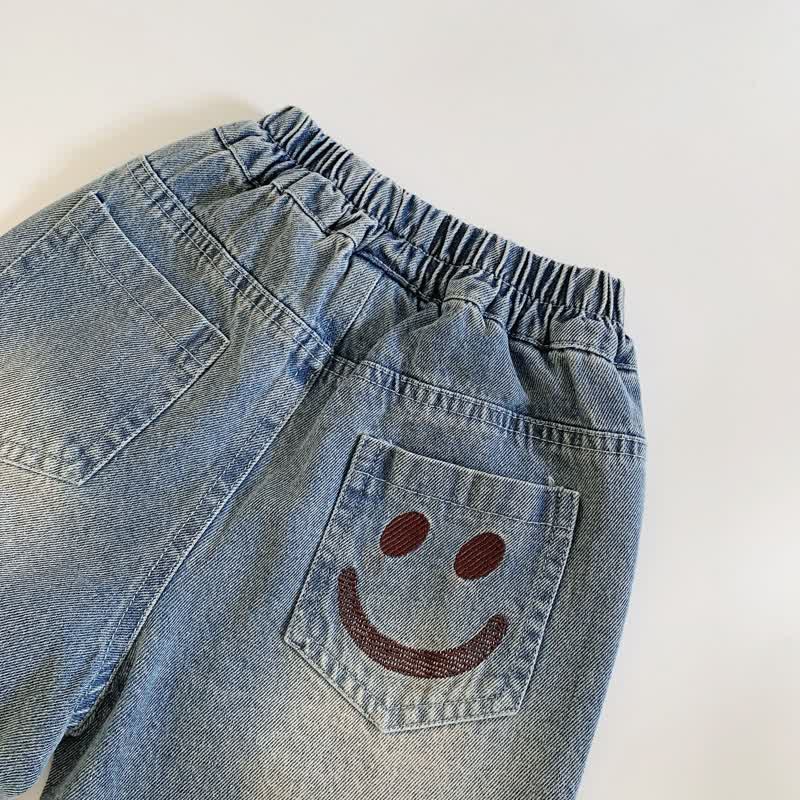 Toddler Boy Denim Embroidered Smile Pants - image 7