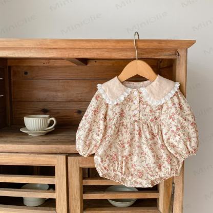 Baby Toddler Khaki Flower Lapels Bodysuit Dress - image 9