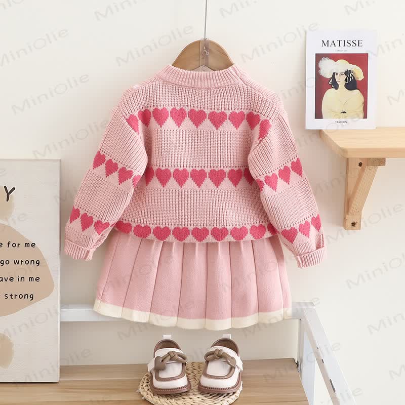Toddler 2-Piece Knitted Jacquard Heart Set - image 4