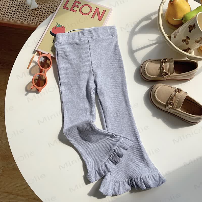 Toddler Solid Color Bell-bottomed Pants - Grey - 10Y - image 13