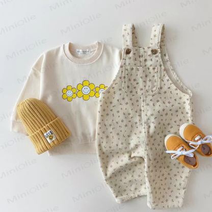 Baby Flower Corduroy Denim Pocket Overalls - image 3