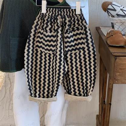 Toddler Wavy Grain Loose Black Pants - Black - 8-9T - image 1