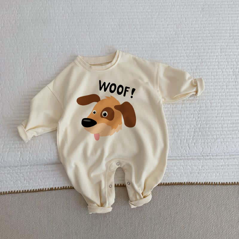 WOOF Baby Dog Beige Romper