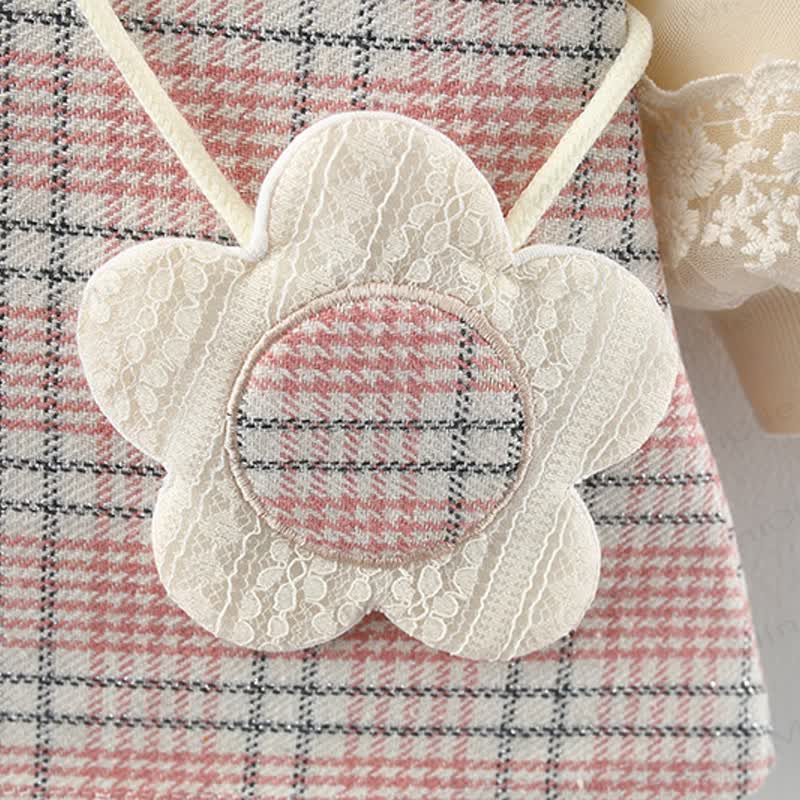 Baby Plaid Dress with Flower Bag - image 6