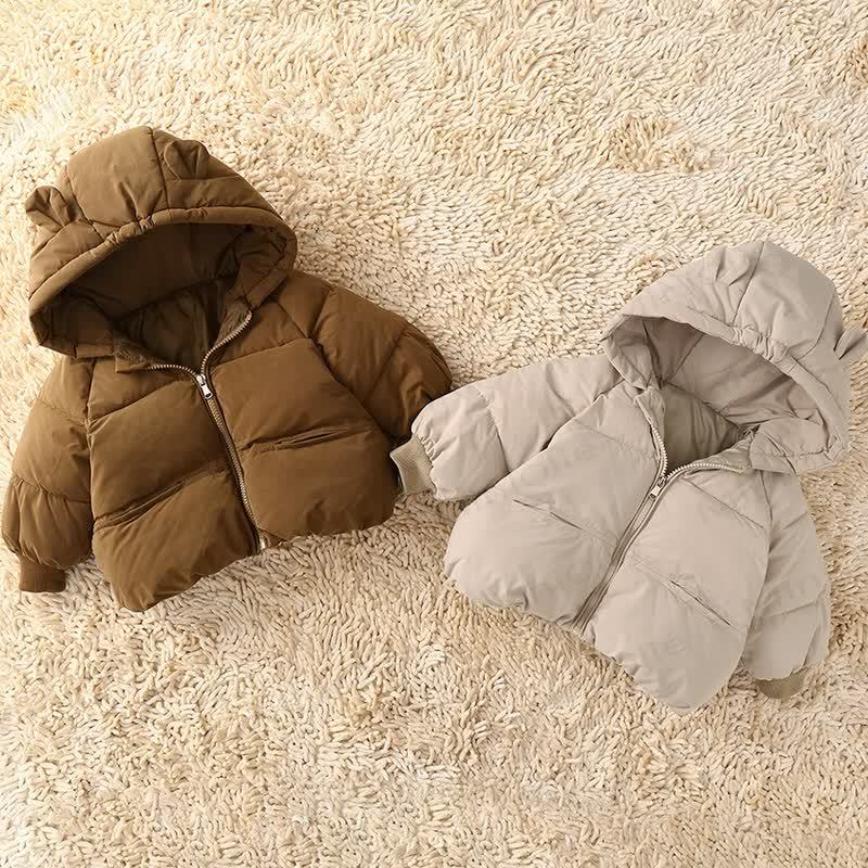 Toddler Solid Color Hooded Puffer Jacket - image 2