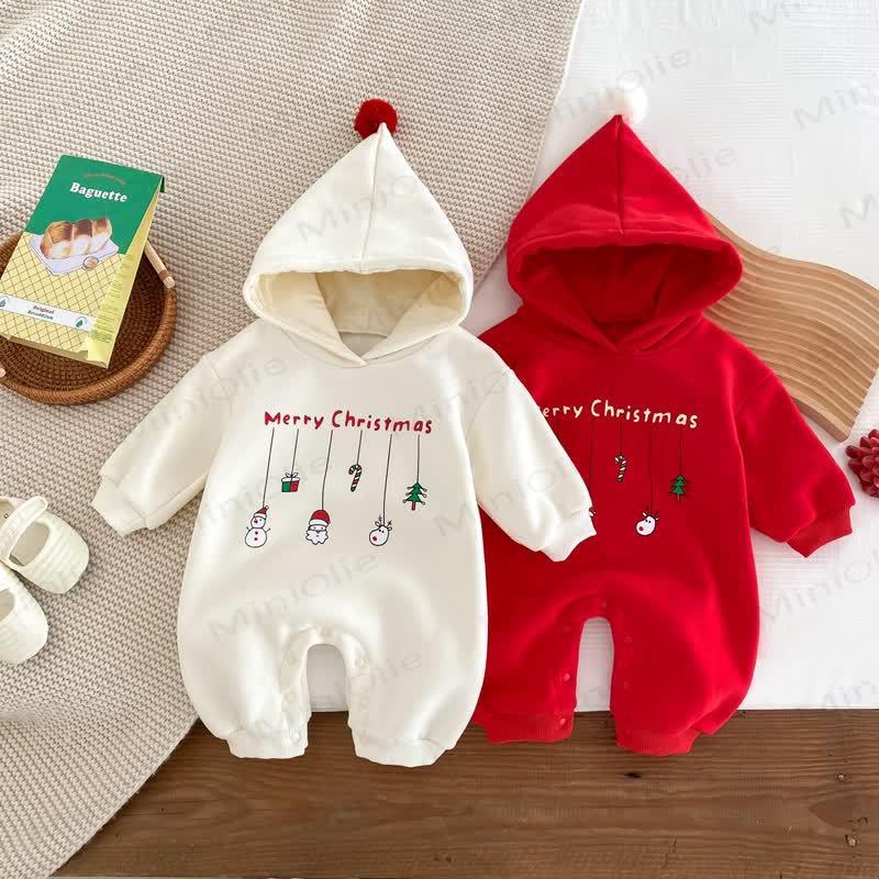 MERRY CHRISTMAS Baby Hooded Romper - image 1