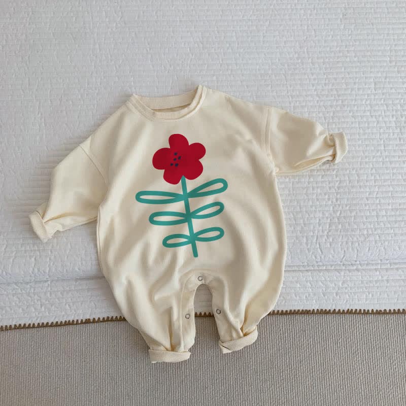 Baby Simple Flower Beige Romper MiniOlie