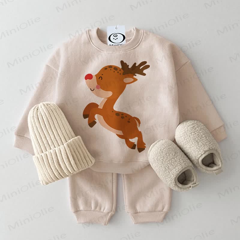 Baby 2-Piece Jumping Deer Beige Set - Beige - 2-3T - image 1