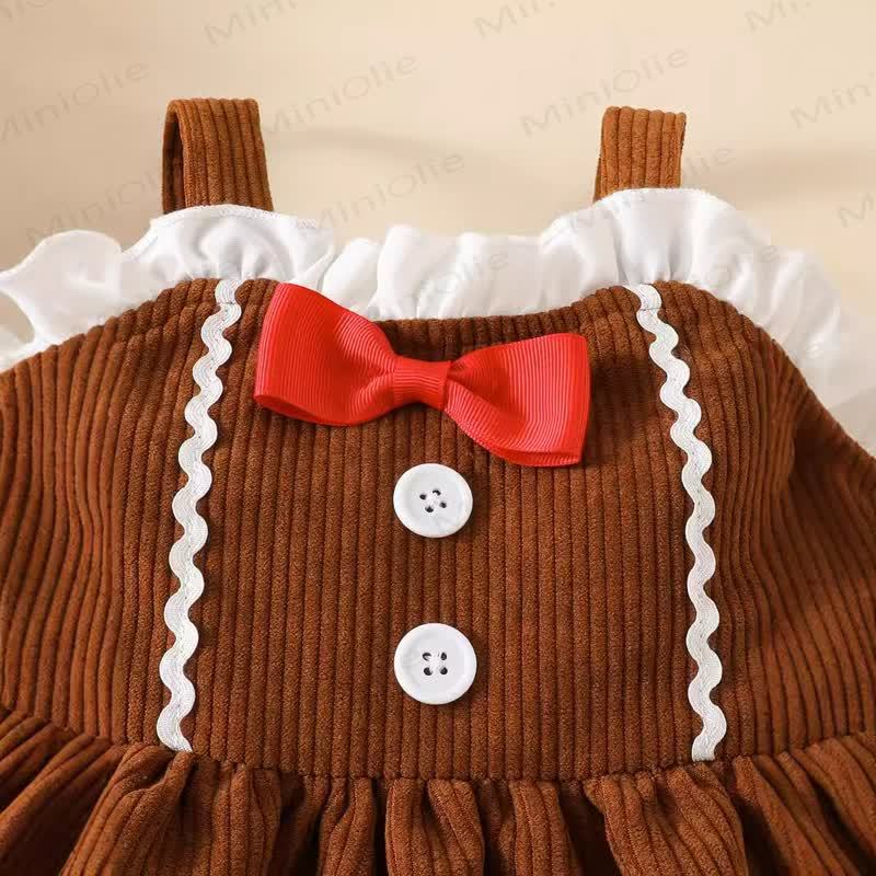 Baby Gingerbread Man Corduroy Bow Dress - image 3