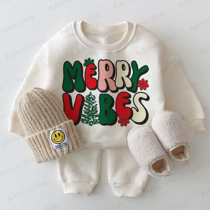 MERRY VIBES Baby Sweatshirt 2-piece Set - White - 2-3T - image 1