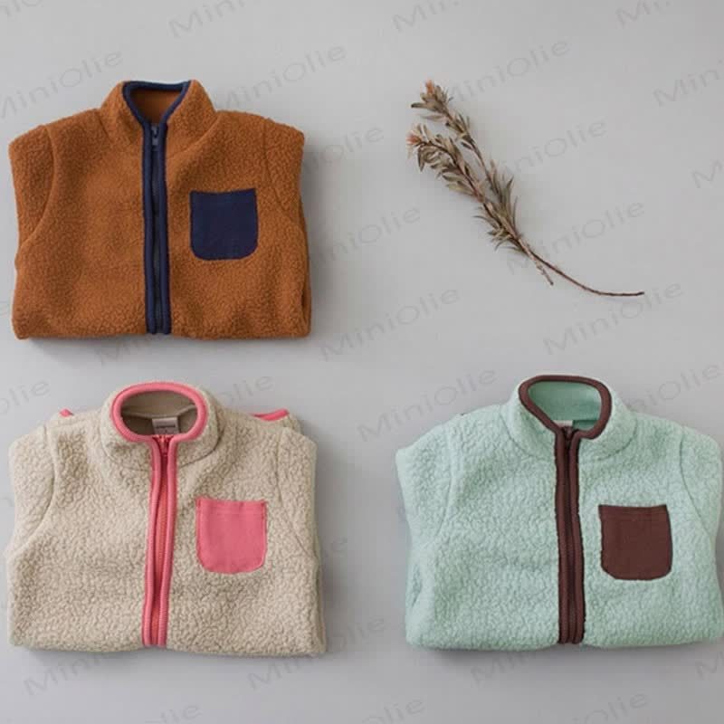 Baby Contrast Color Fleece Romper - image 2