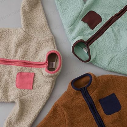 Baby Contrast Color Fleece Romper - image 5