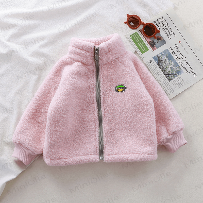 Baby Stand Collar Plush Jacket - Pink - 12Y - image 9