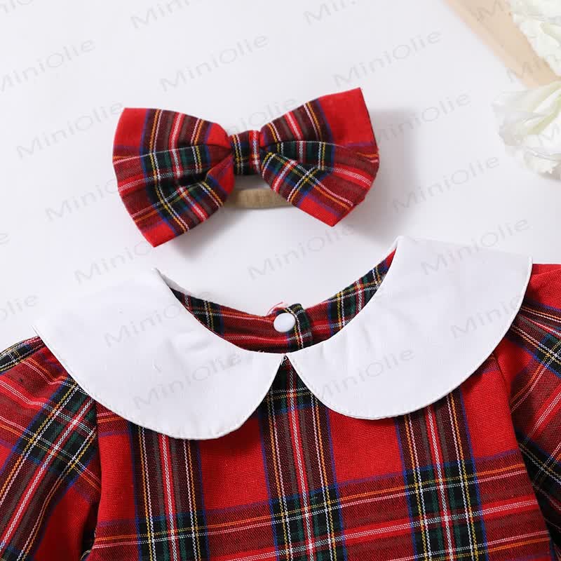 Baby Plaid Bodysuit with Headband - image 3
