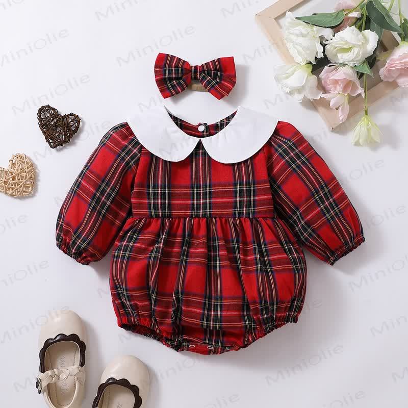 Baby Plaid Bodysuit with Headband - Red - 18-24M - image 1