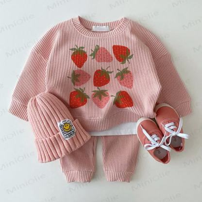 Baby 2-Piece Strawberry Pink Waffle Set - Pink - 2-3T - image 1