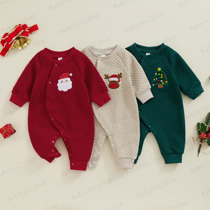 Baby Embroidered Christmas Pattern Romper - image 1