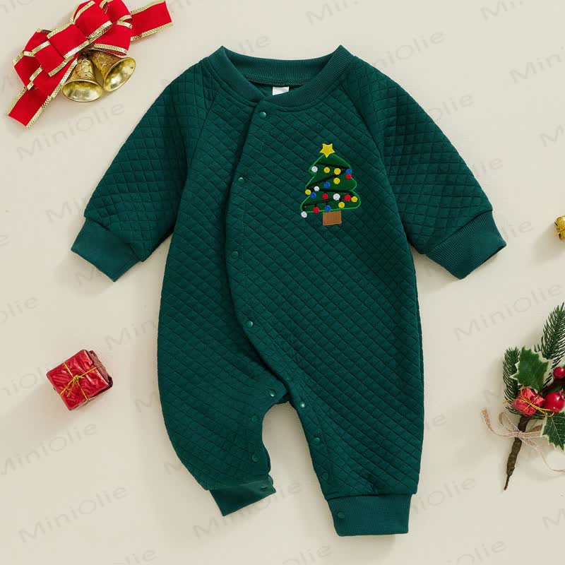 Baby Embroidered Christmas Pattern Romper - Green - 3-6M - image 7