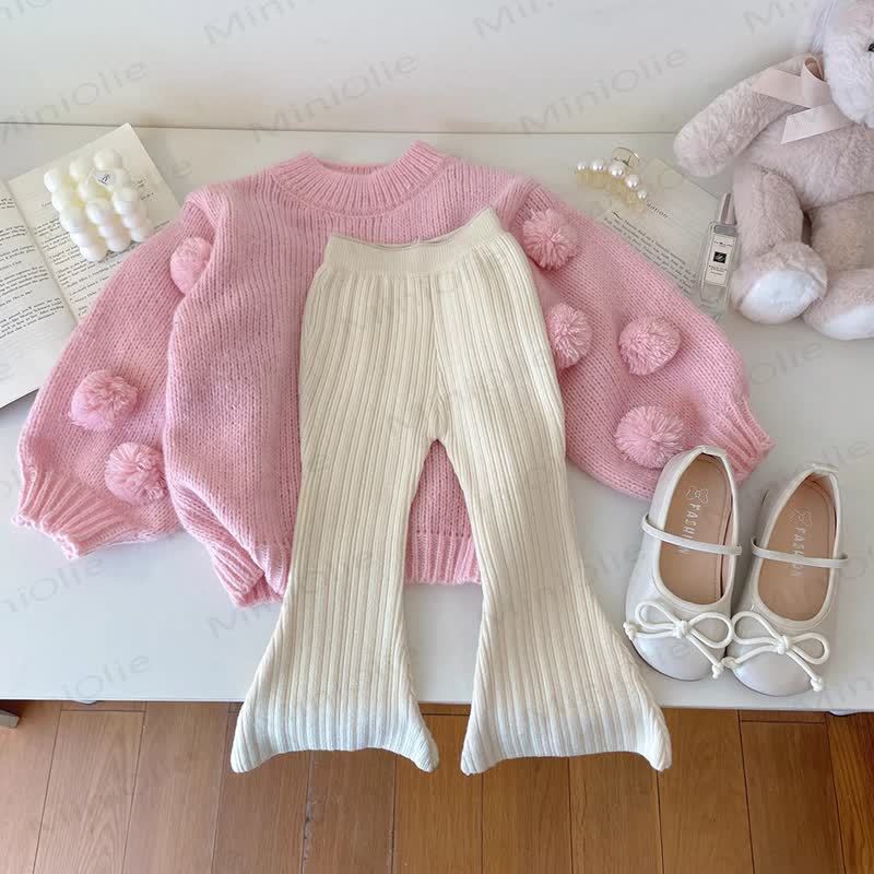 Toddler Girl Hairball Sweater or Bell-bottomed Pants - Pink Sweater (No Pants) - 10Y - image 1
