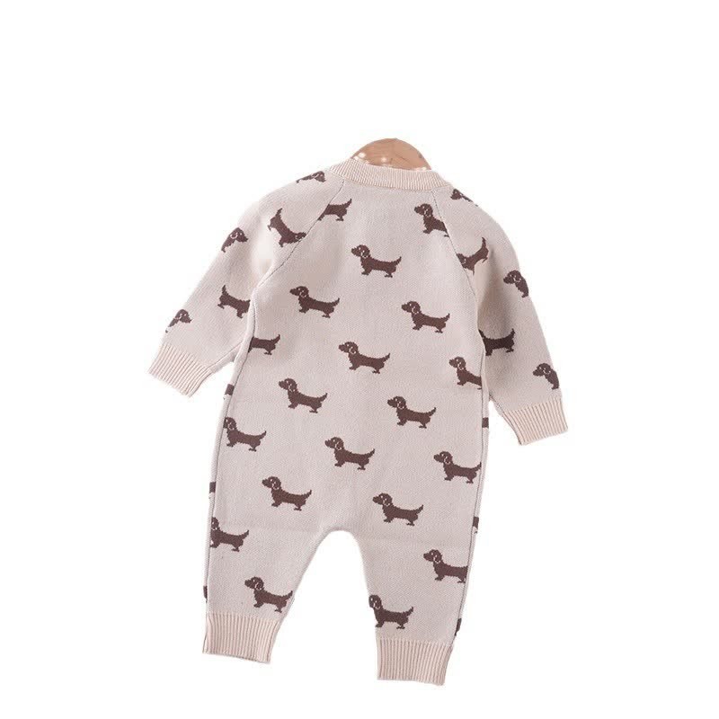 Baby Cute Dog Print Knit Romper
