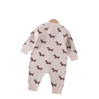 Baby Cute Dog Print Knit Romper 