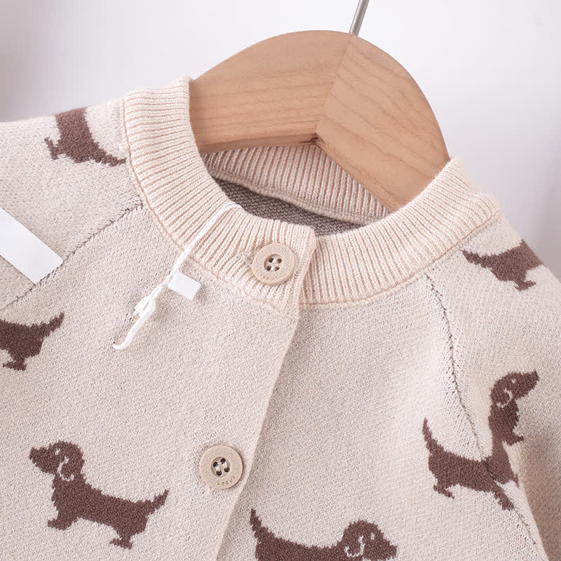 Baby Cute Dog Print Knit Romper 