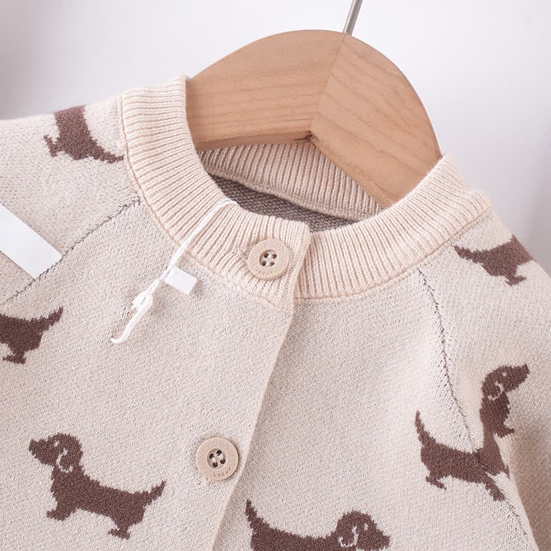 Baby Cute Dog Print Knit Romper