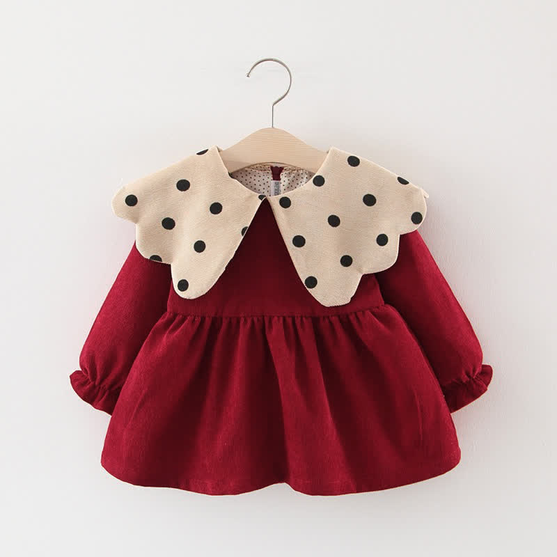 Baby Toddler Corduroy Dots Collar Dress Miniolie