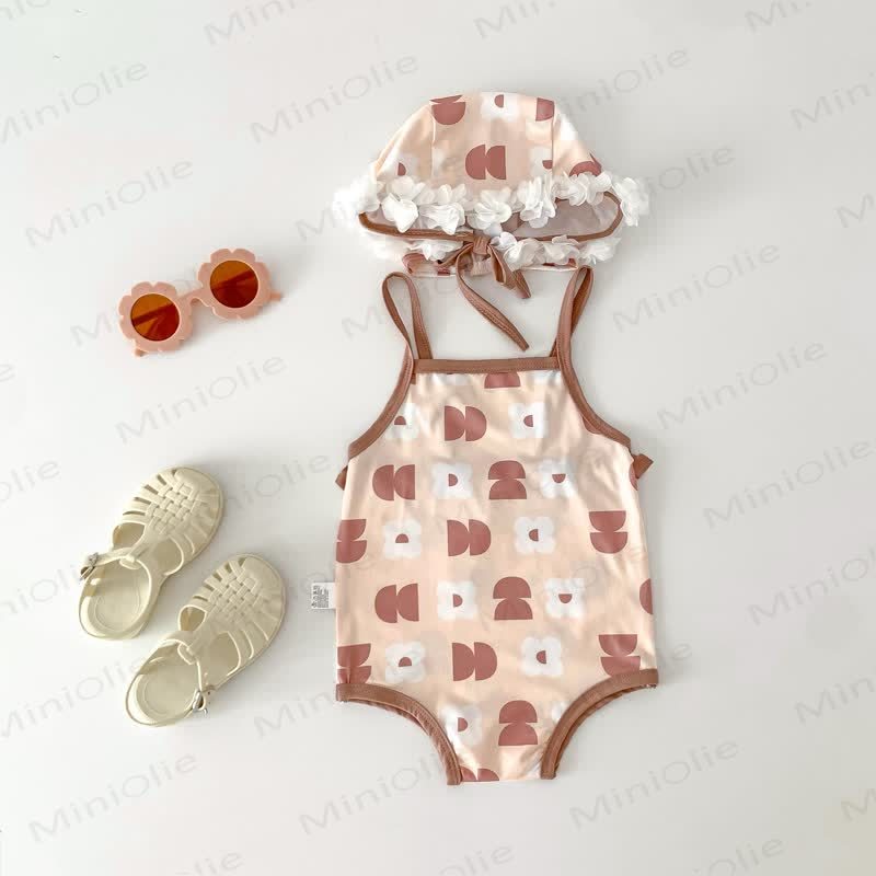 Baby Girl One-piece/2-piece Swimsuit with Hat - Beige - 2-3T - image 18