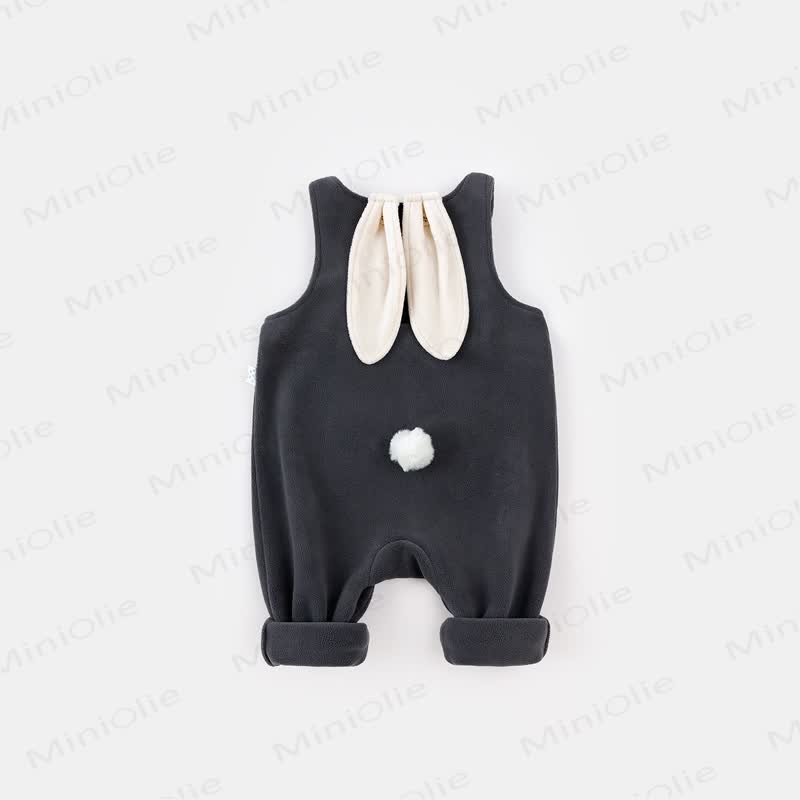 Baby Fleece Bunny Ears Lovely Overalls - Dark Grey - 3-5T - image 2