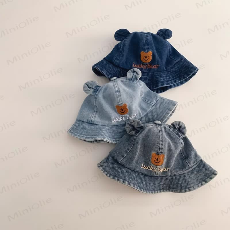 LUCKY BEAR Baby Denim Bear Bucket Hat - image 1