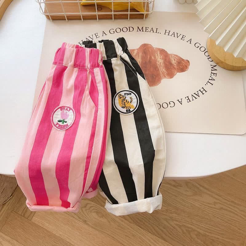 Toddler Vertical Striped Flower Tiger Pants - image 2