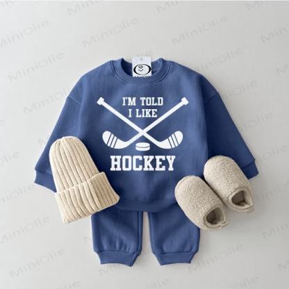 I'M TOLD I LIKE HOCKEY Baby Sweatsuit 2-piece Set - Blue - 2-3T - image 1