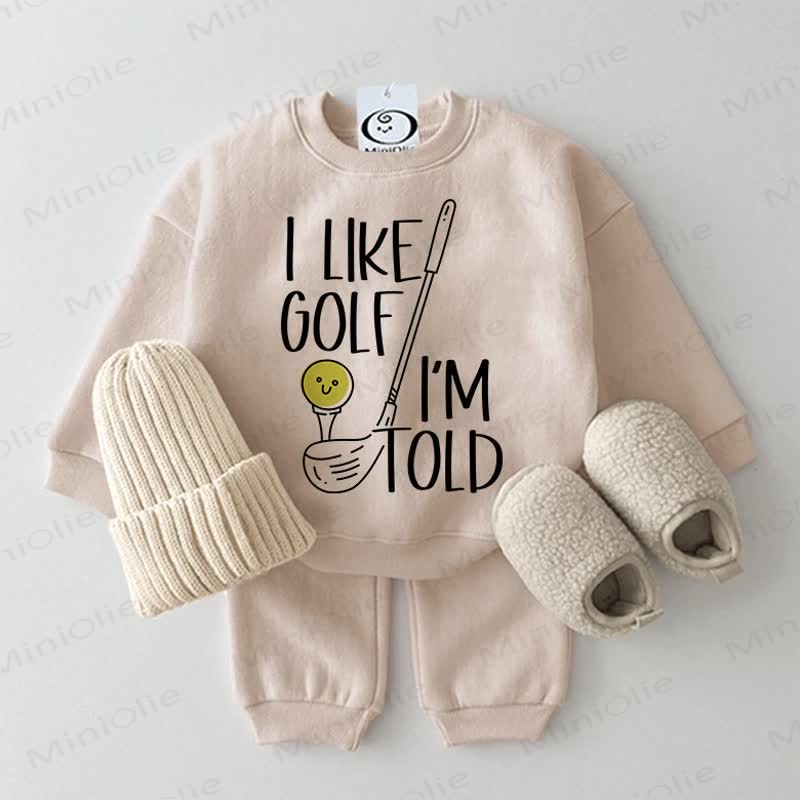 I LIKE GOLF I'M TOLD Baby 2-Piece Set - Beige - 2-3T - image 1