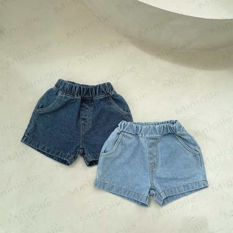 Toddler Solid Color Denim Shorts - image 1