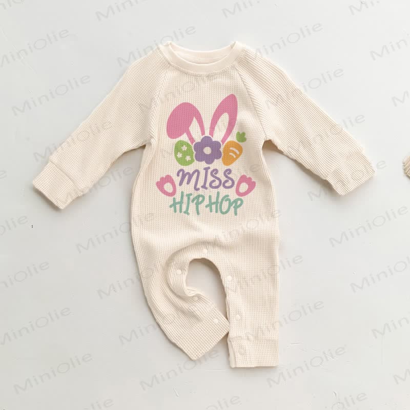 MISS HIP HOP Baby Bunny Waffle Beige Romper - Beige - 18-24M - image 1