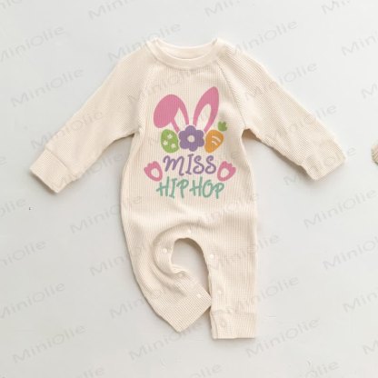 MISS HIP HOP Baby Bunny Waffle Beige Romper - Beige - 18-24M - image 1