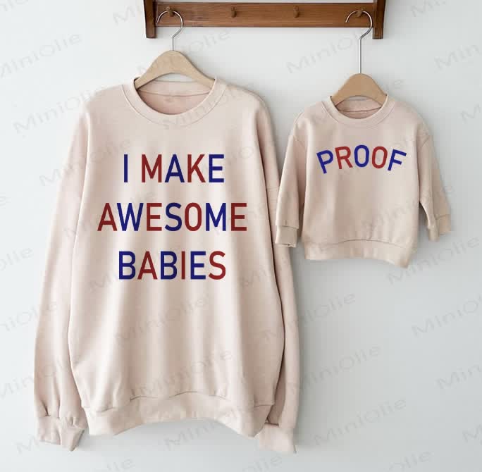 Family Matching Slogan Sweatshirt - Beige - Adult Sweatshirt: XL - image 1