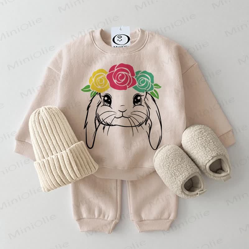 Baby 2-Piece Triple Roses Bunny Beige Set - Beige - 2-3T - image 1