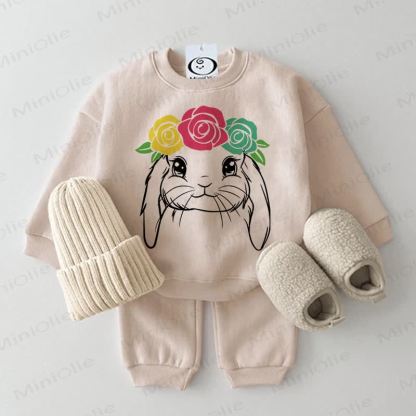 Baby 2-Piece Triple Roses Bunny Beige Set - Beige - 2-3T - image 1