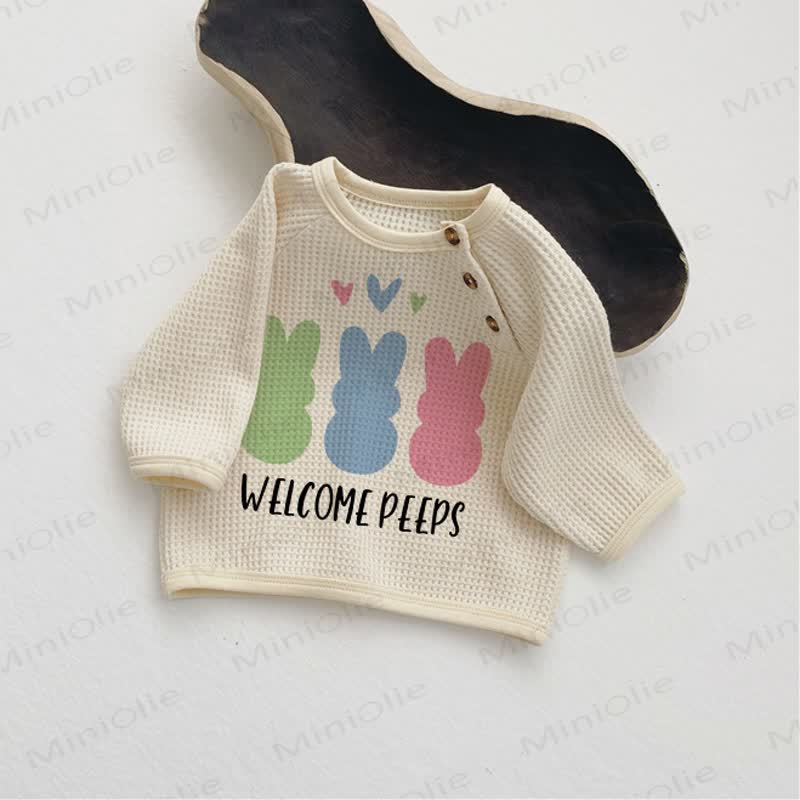 WELCOME PEEPS Baby Bunny Waffle T-shirt - Beige - 18-24M - image 1