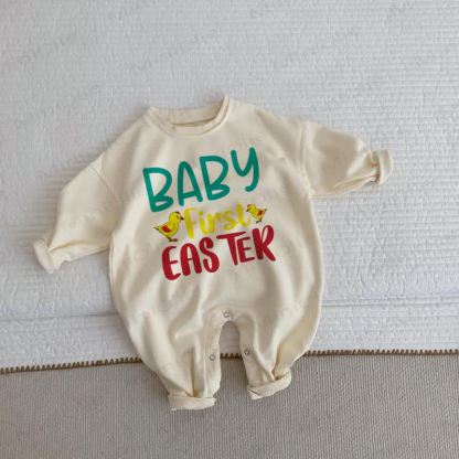 BABY FIRST EAS TER Chick Beige Romper - Beige - 2-3T - image 1