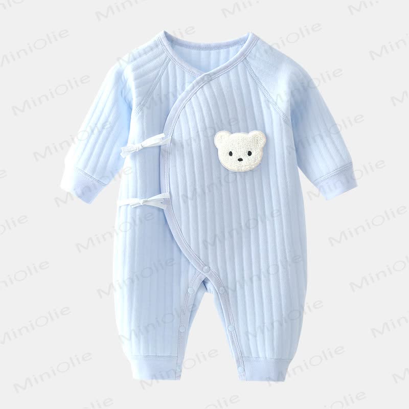 Baby Cute Bear Kimono Romper - Blue - 3-6M - image 1