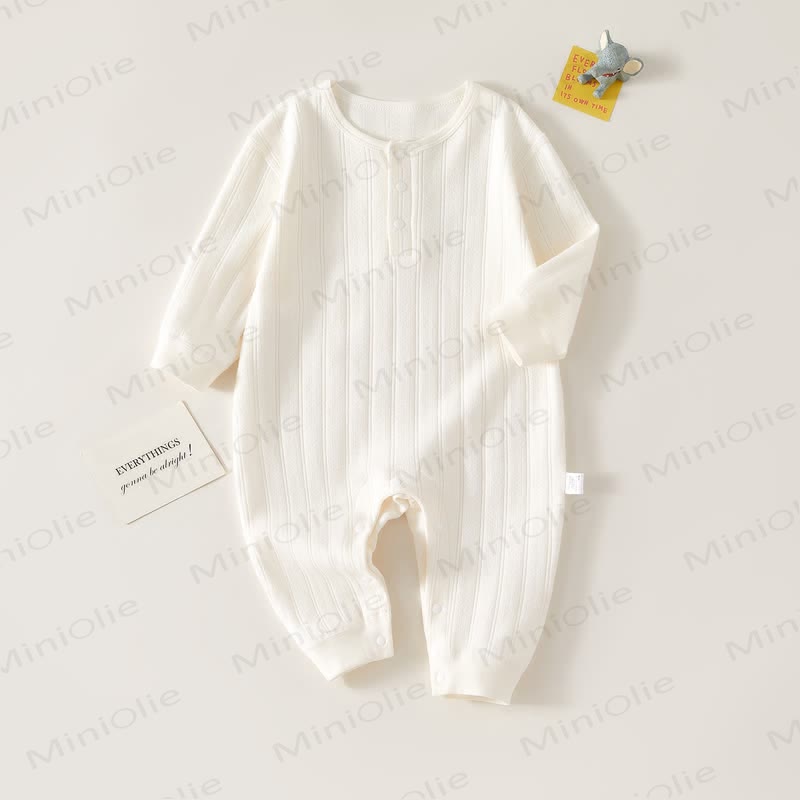  Baby Solid Color Pajamas Cotton Romper - Beige - 11-14M - image 1