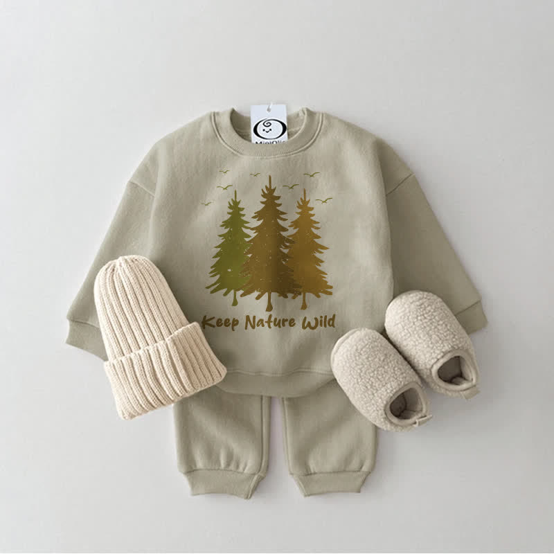KEEP NATURE WILD Baby Pine Tree Sweatsuit 2-piece Set - Grey Green - 2-3T - image 1