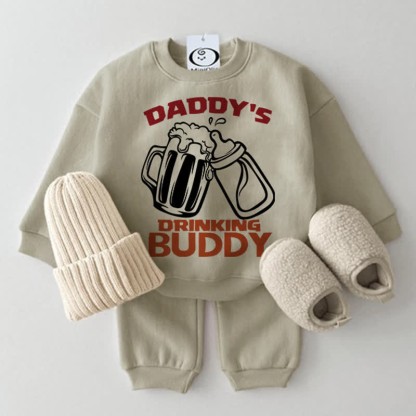 DADDY'S DRINKING BUDDY Baby 2-Piece Beer Set - Grey Green - 2-3T - image 1